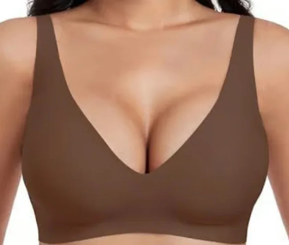 Omen'S Solid Underwear Wire Free Seamless Deep-V Full Cup Bra Comfortable Breathable Sexy Female Lingerie Топ Женский